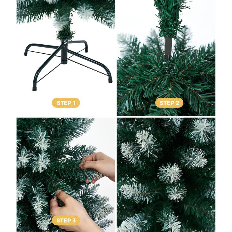 Narrow / Slim Christmas Trees Decoration, 6ft Green and White