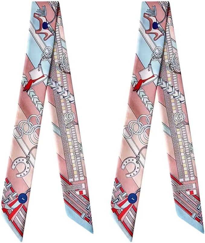 Mulberry Silk Scarf for Handbags Chain Link Champagne 2 pcs