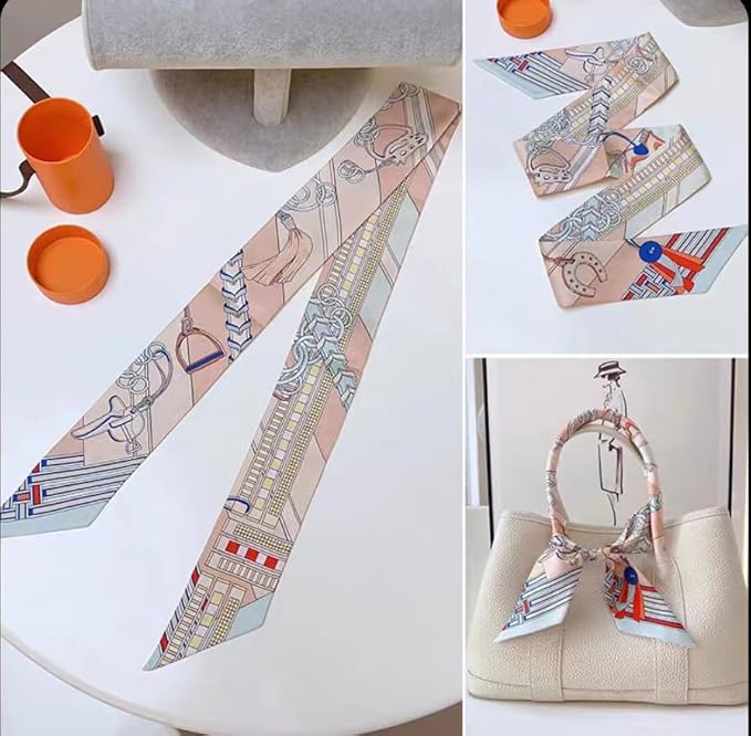 Mulberry Silk Scarf for Handbags Chain Link Champagne 2 pcs