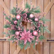 Classic Pink Christmas Wreath – 20-Inch