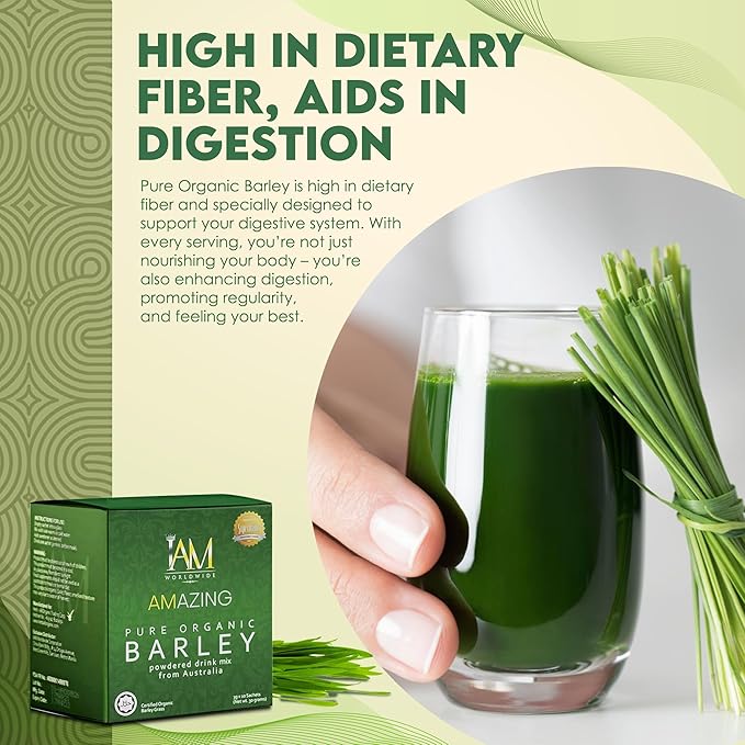 IAM AMAZING Pure Organic Barley Powder Drink Barley Green Natural Blend (min 3 boxes/order)