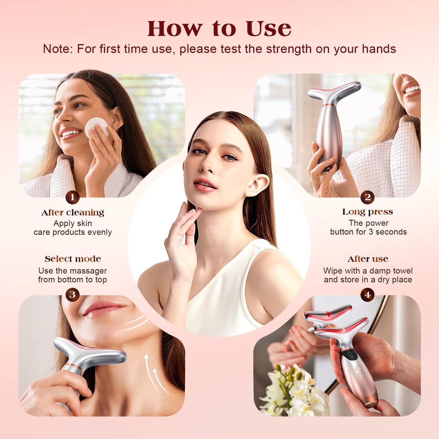Facial Massager, Light Therapy for Face and Neck, Face Lift Device