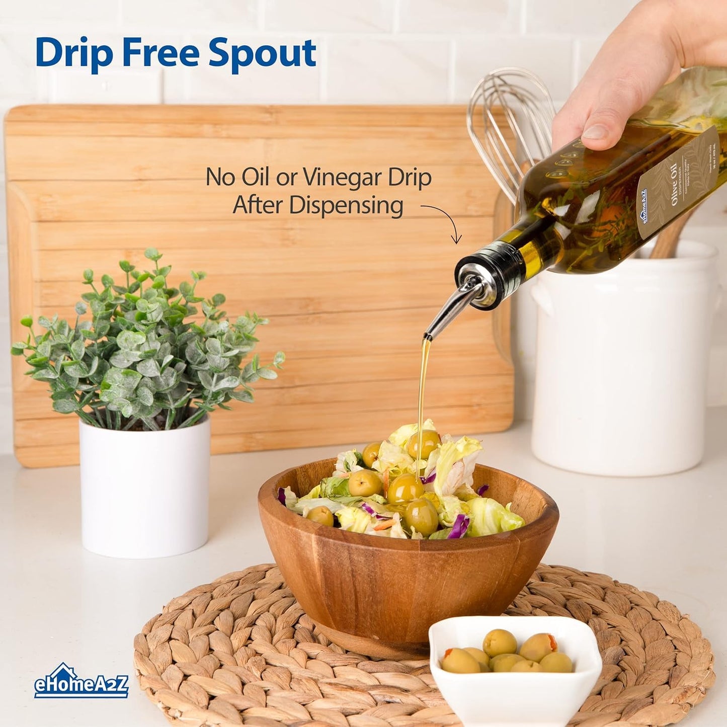 Italian Glass Olive Oil Dispenser Bottle - 16 Oz, Oil and Vinegar Dispenser with Stainless Steel Spout