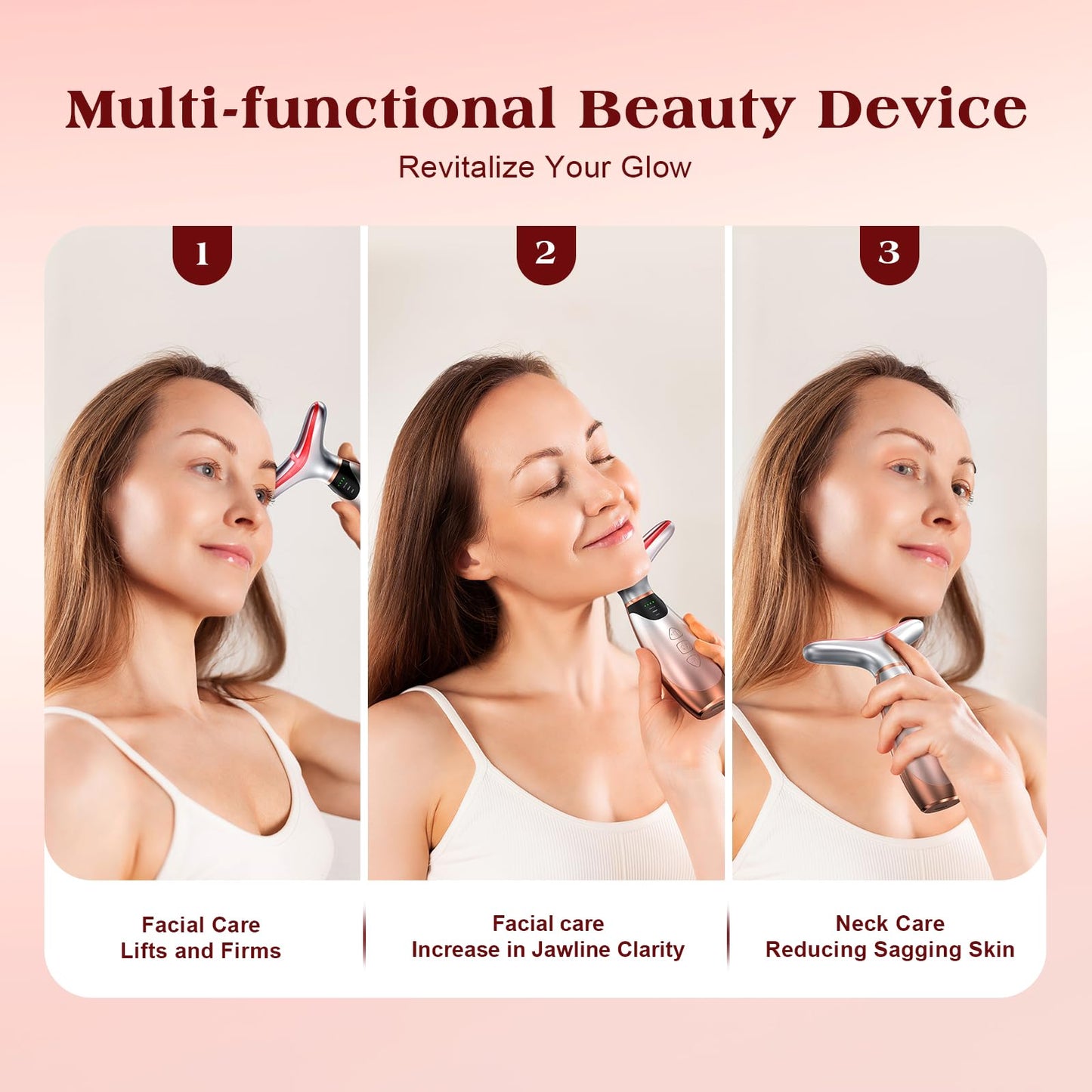 Facial Massager, Light Therapy for Face and Neck, Face Lift Device
