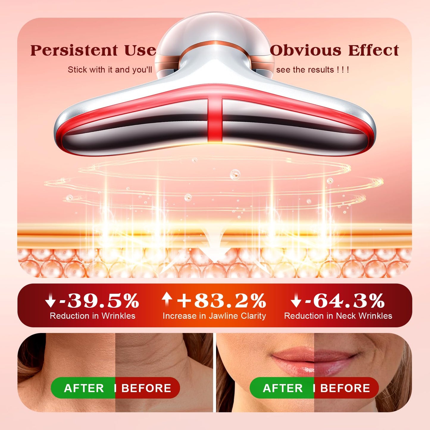 Facial Massager, Light Therapy for Face and Neck, Face Lift Device