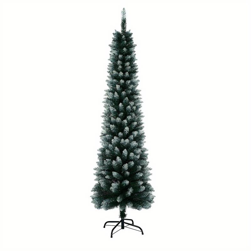 Narrow / Slim Christmas Trees Decoration, 6ft Green and White