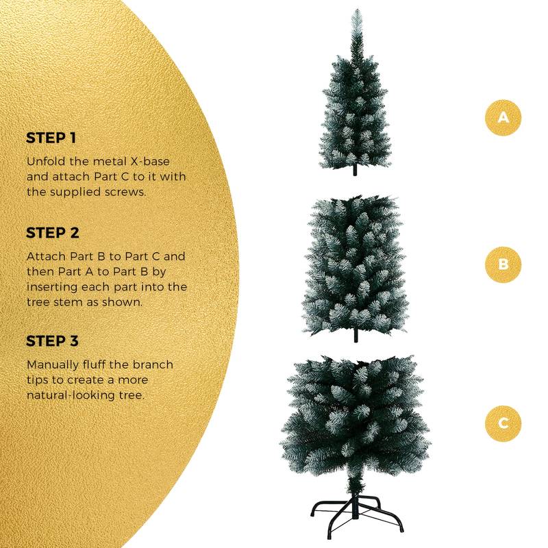 Narrow / Slim Christmas Trees Decoration, 6ft Green and White