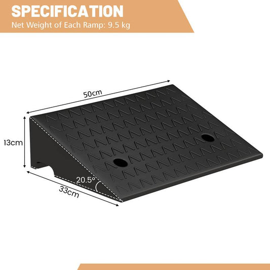 2pcs Black Anti-Slip Rubber Driveway Curb Ramps