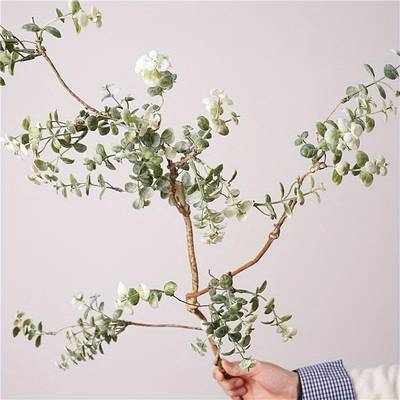 Artificial Eucalyptus Branch with White Flowers 1 pc