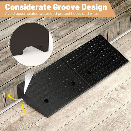 2pcs Black Anti-Slip Rubber Driveway Curb Ramps