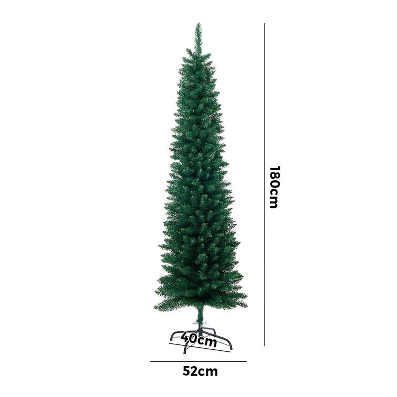 Narrow / Slim  Christmas Trees Decoration, 6ft Green and White