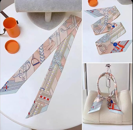 Mulberry Silk Scarf for Handbags Chain Link Champagne 2 pcs