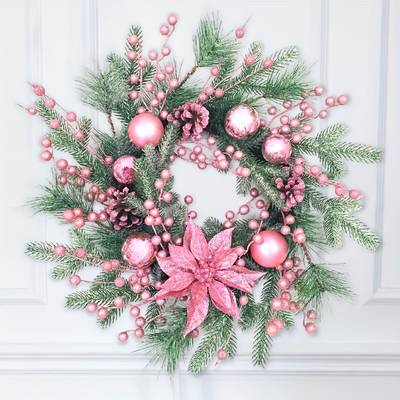Classic Pink Christmas Wreath – 20-Inch