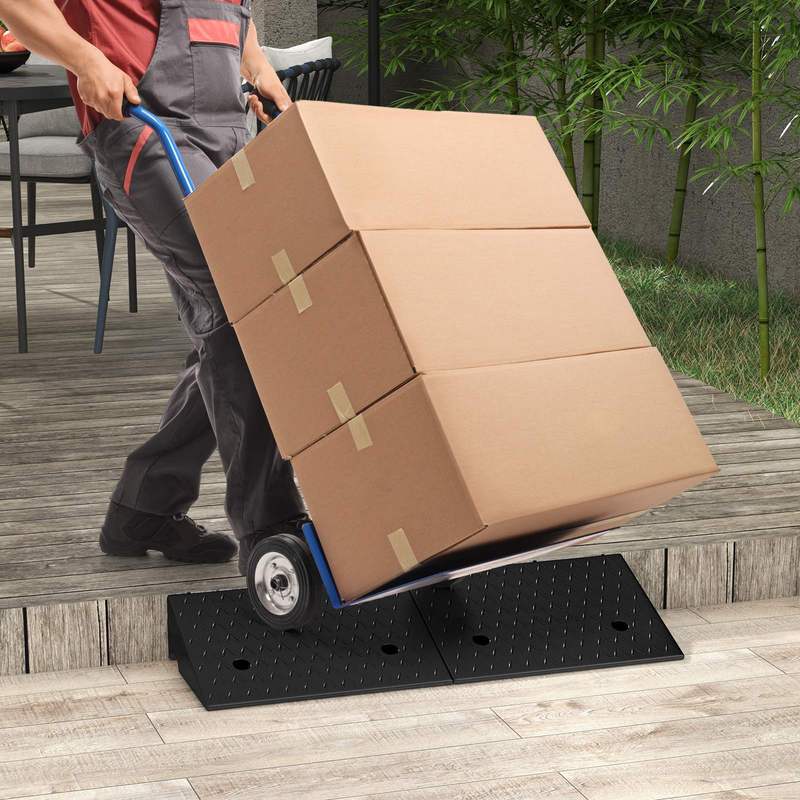 2pcs Black Anti-Slip Rubber Driveway Curb Ramps