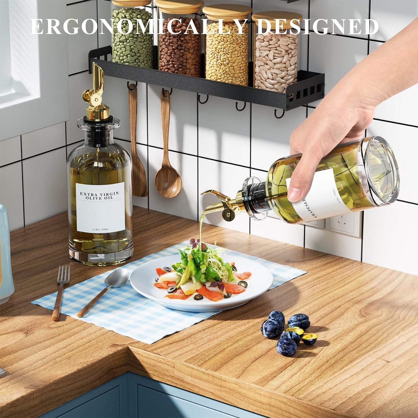 Oil Dispenser, Oil /Vinegar Dispenser with Pour Spout, Funnel and Label  350ml(2pcs)